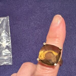 Banana republic Gold-Tone Brown Cushion Gemstone Ring - Women Jewelry